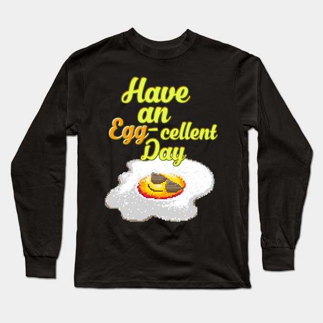 Egg-cellent Day Retro Games 8 Bit 80's 90's Attire Long Sleeve T-Shirt by SpottydoggCreatives